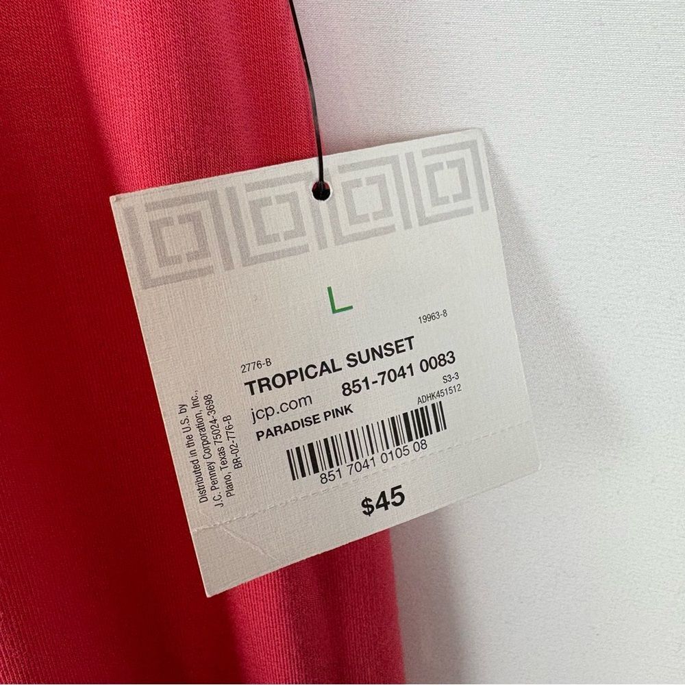 NWT Liz Claiborne Weekend Tropical Sunset Paradise Pink Open Front Cardigan Vest - Picture 5 of 5